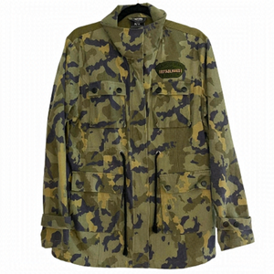 HEADRUSH Khaki Patches & Skull Camo Jacket Size Medium